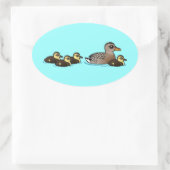 Mallard en vier eenden ovale sticker (Tas)