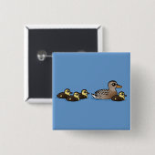 Mallard en vier eenden vierkante button 5,1 cm (Voorkant /achterkant)