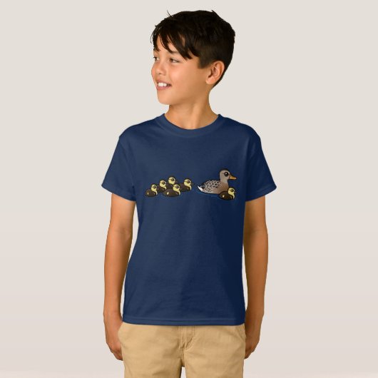 Mallard en zes eenden t-shirt (Voorkant volledig)