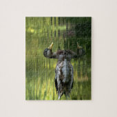 Mallard gespiegeld op groen water legpuzzel (Verticaal)