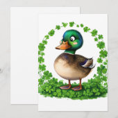 Mallard in een cirkel van klavers uitnodiging (Voorkant / Achterkant)