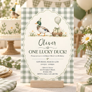 Mallard Lucky Duck Gingham Verjaardag Kaart