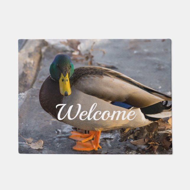 Mallard op Ice Welcome Doormat Deurmat (Voorkant)