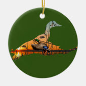 Mallard Ornament, Vliegende Eend Keramisch Ornament (Voorkant)