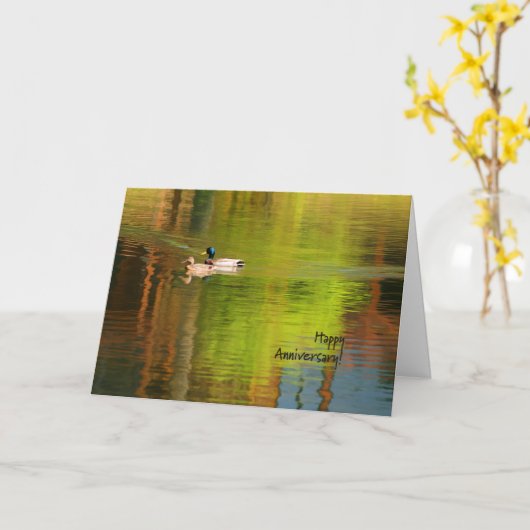 Mallard Pair - Happy Anniversary Card Kaart (Gele Bloem)