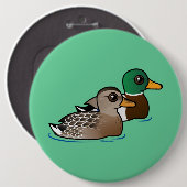Mallard Pair Ronde Button 6,0 Cm (Voorkant /achterkant)
