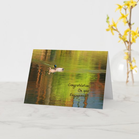 Mallard Pair - Verloving Gefeliciteerd Kaart (Gele Bloem)