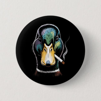Mallard Smoking Cigarette Meme Funny Mallard Duck Ronde Button 5,7 Cm