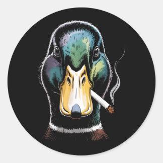 Mallard Smoking Cigarette Meme Funny Mallard Duck Ronde Sticker