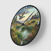 Mallard Vliegen Over Een Rustig Meer Ronde Klok (Hoek)