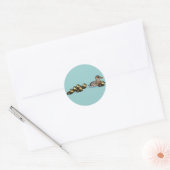 Mallard & zes eendjes ronde sticker (Envelop)