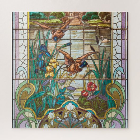 Mallardeenden van Glas in lood Legpuzzel (Verticaal)