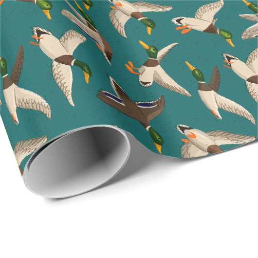 Mallards Gift Wrap Blauwgroen Cadeaupapier (Rol Hoek)