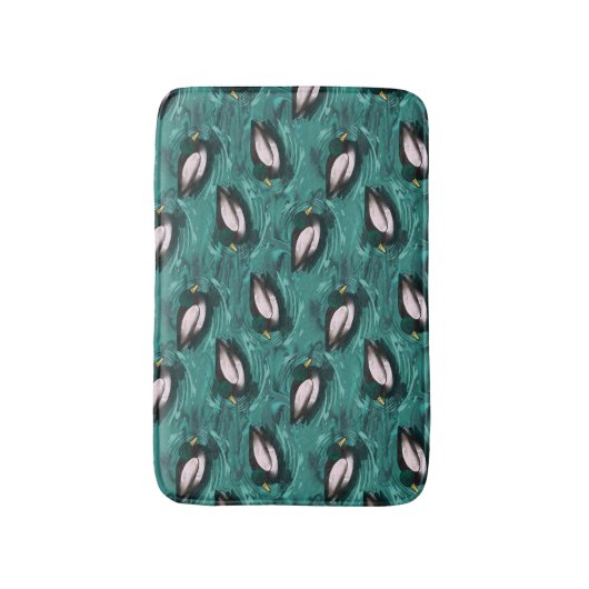 Mallards Zwemmen in het waterpatroon Badmat (Voorkant Verticaal)