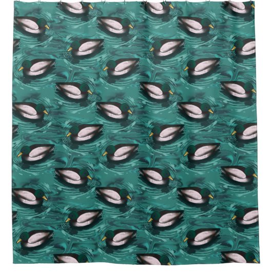 Mallards Zwemmen in het waterpatroon Douchegordijn (Voorkant)