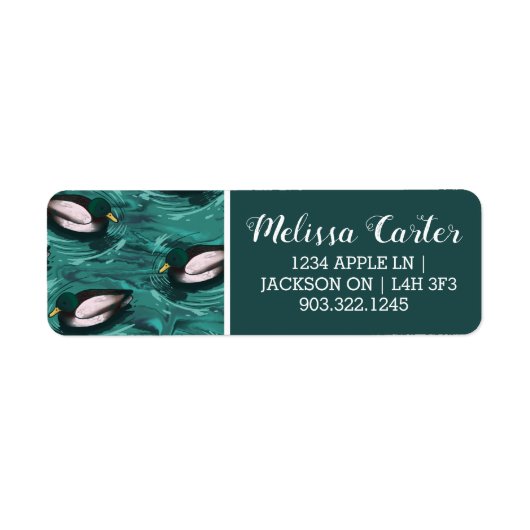 Mallards Zwemmen in het waterpatroon Etiket (Voorkant)