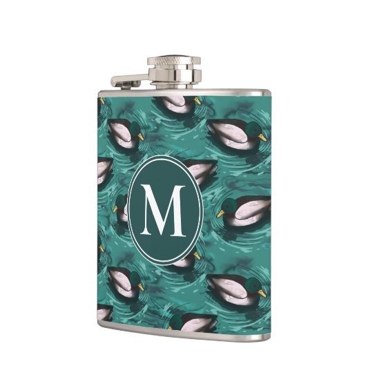 Mallards Zwemmen in het waterpatroon Heupfles (Links)