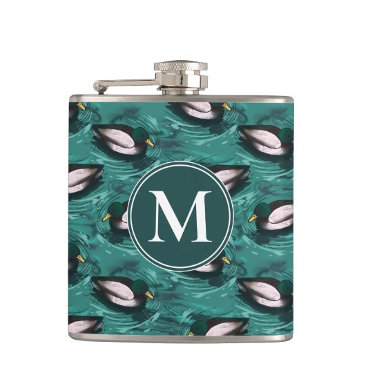 Mallards Zwemmen in het waterpatroon Heupfles (Voorkant)