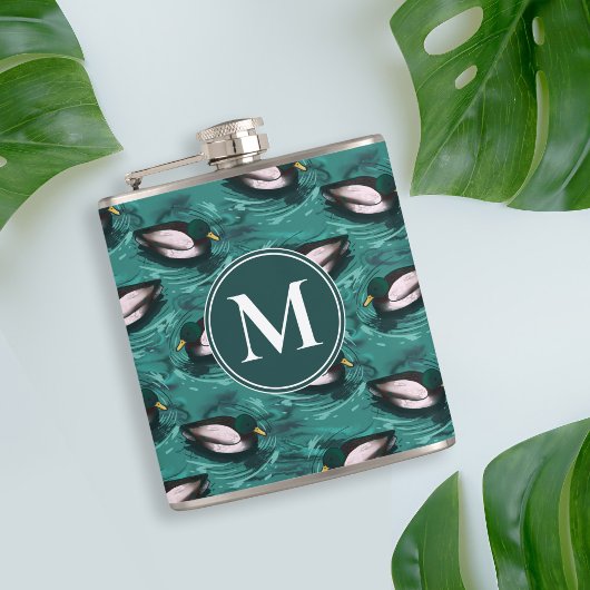 Mallards Zwemmen in het waterpatroon Heupfles