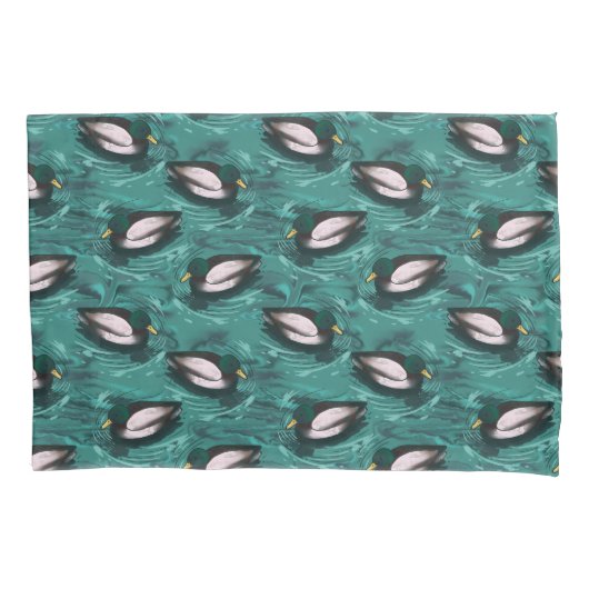 Mallards Zwemmen in het waterpatroon Kussensloop (Voorkant)