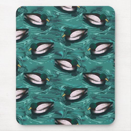 Mallards Zwemmen in het waterpatroon Muismat (Voorkant)