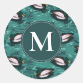 Mallards Zwemmen in het waterpatroon Ronde Sticker (Voorkant)