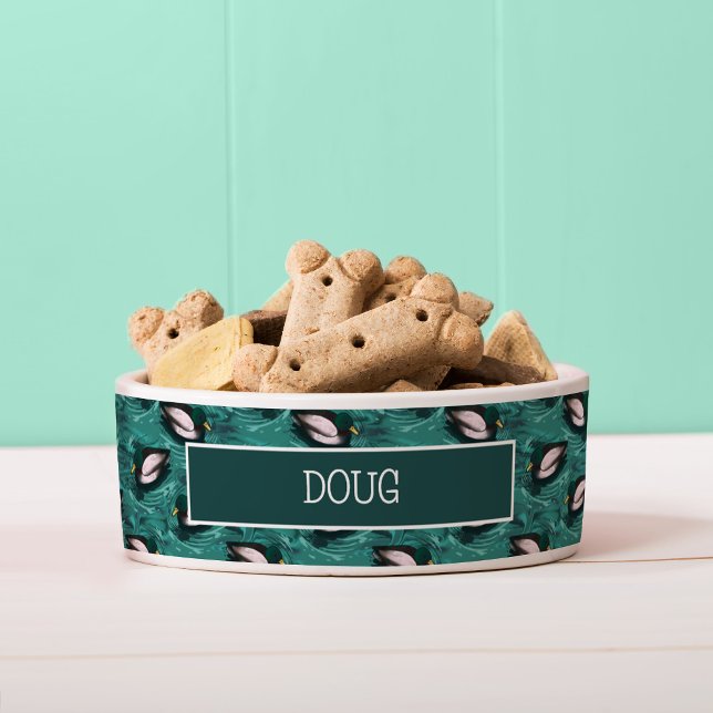 Mallards Zwemmen in het waterpatroon Voerbakje (Mallards Pattern Dog Bowl)