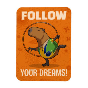 Malle Capybara Volg Je Dromen! Motiverend Magneet