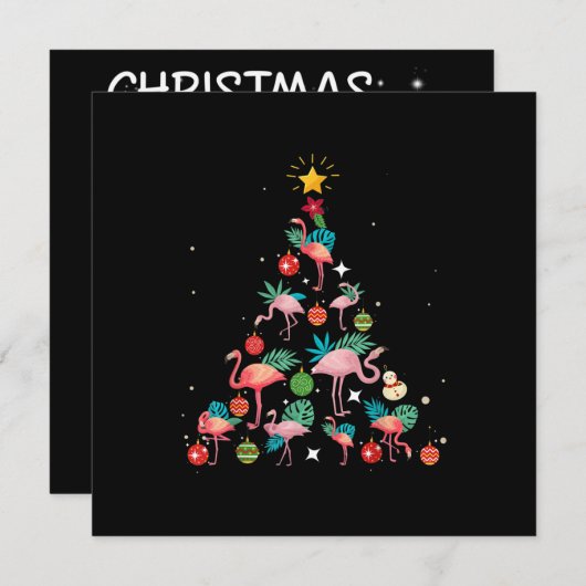 Malle Flamingo Kerstboom Kaart (Voorkant / Achterkant)
