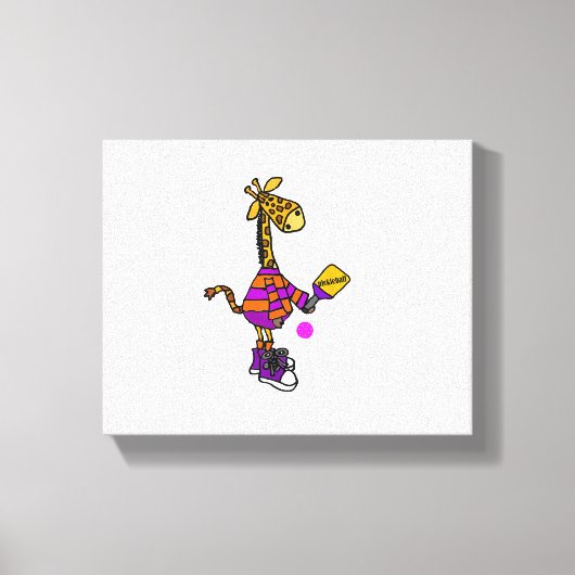 Malle Giraffe Doet Pickleball Canvas Afdruk (Voorkant)