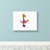 Malle Giraffe Doet Pickleball Canvas Afdruk (Insitu (Houten vloer))