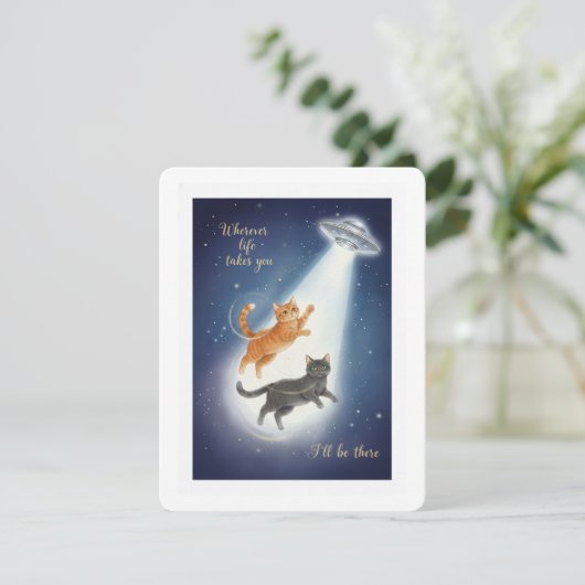 Malle Kat Valentijnkaart met UFO Romantisch Thema Feestdagenkaart (Staand voorkant)