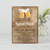 Malle Pixel Drinken & Houten Bruiloft Uitnodiging (Staand voorkant)