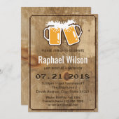 Malle Pixel Drinken & Houten Bruiloft Uitnodiging (Voorkant / Achterkant)