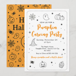 Malle Pompoensnijfeest Halloween Doodles Kaart