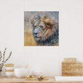 Malli Lion Fotografie Moderne Waterverf Poster (Keuken)