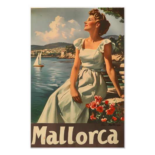 Mallorca Coast, 1950 elegantie Foto Afdruk (Voorkant)