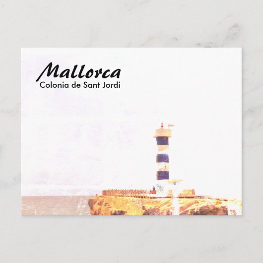 Mallorca Colonia de Sant Jordi Vuurtoren Art Briefkaart (Voorkant)