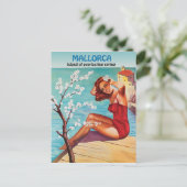 Mallorca, eeuwig voorjaar, meisje aan de kust briefkaart (Staand voorkant)