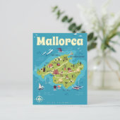 Mallorca Illustrated Map Briefkaart (Staand voorkant)