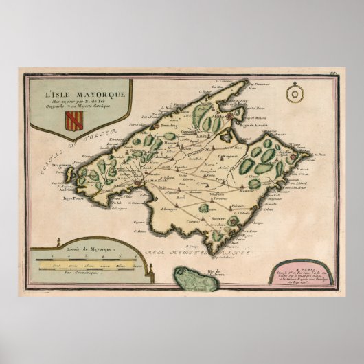  Mallorca Island Map (1715) Poster (Voorkant)