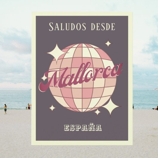 Mallorca Majorca Spain España retro purple Postcar Briefkaart