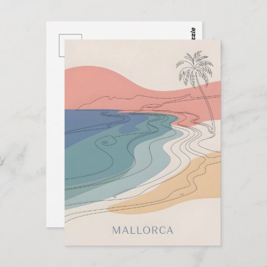 Mallorca minimalistisch briefkaart (Voorkant / Achterkant)