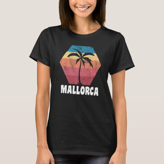 Mallorca Palm Retro 80s 90s T-shirt (Voorkant)