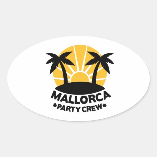 Mallorca Party Crew Ovale Sticker (Voorkant)