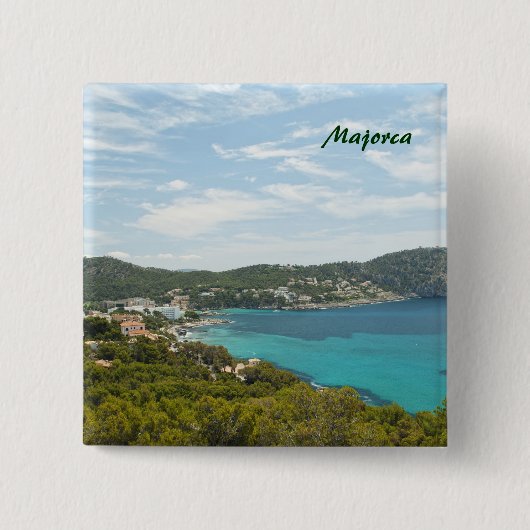 Mallorca Pins Vierkante Button 5,1 Cm (Voorkant)
