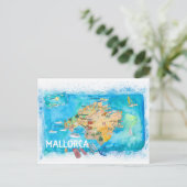 Mallorca Spain Illustrated Map met Landmarks Briefkaart (Staand voorkant)