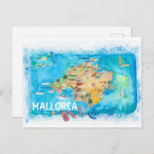 Mallorca Spain Illustrated Map met Landmarks Briefkaart (Voorkant / Achterkant)