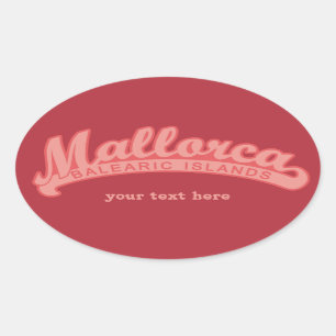 MALLORCA Spanje aangepaste tekst en kleurensticker Ovale Sticker