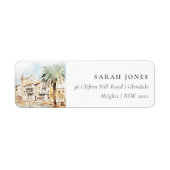 Mallorca Spanje Aquarel Landschap Adres Etiket (Voorkant)